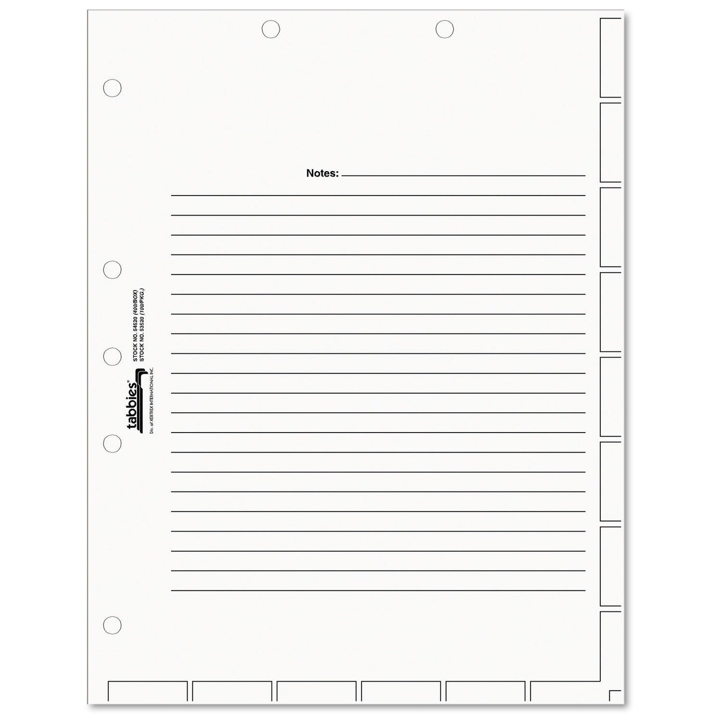 Tabbies Medical Chart Index Divider Sheets, Untabbed, 11 x 8.5, White, 400/Box