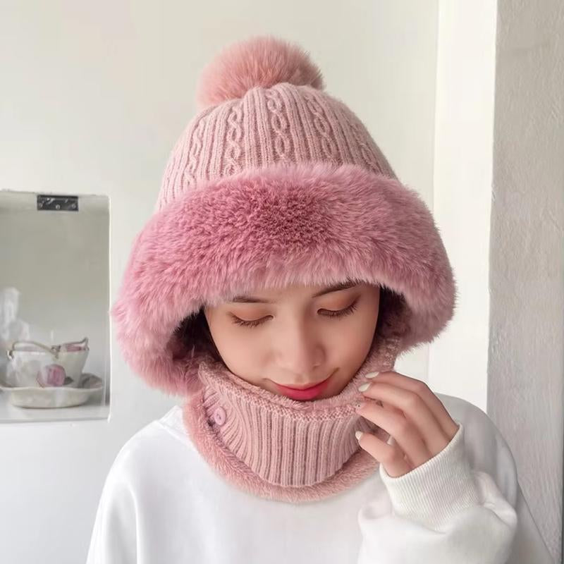 Women'S Winter Knitted Balaclava, Warm Full Face Coverage Beanie with Ear Flaps and Neck Gaiter, Stylish Ski Mask for Cold Weather Outdoor Activities