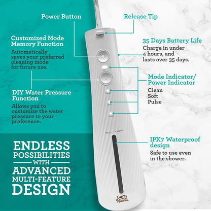 Gurunanda Lion & Lamb Kit 2.0, Electric Toothbrush with Water Flosser Combo, 4 Jet Tips, 4 Brush Heads & IPX7 Waterproof Design for Complete Oral Care