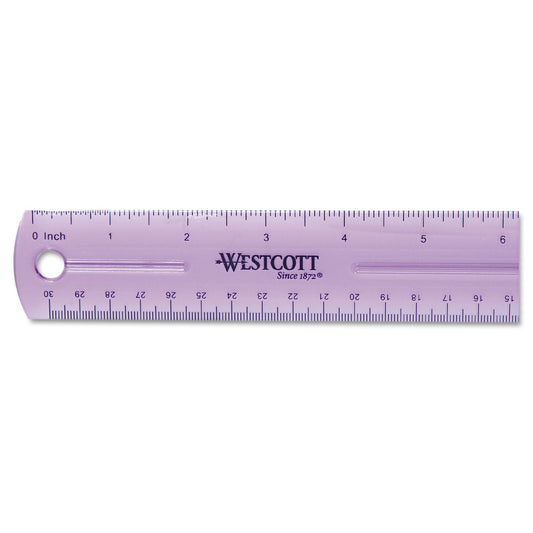 Westcott 12" Jewel Colored Ruler, Standard/Metric, Plastic