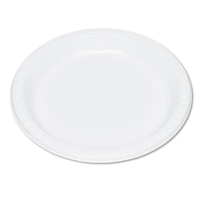 Tablemate Plastic Dinnerware, Plates, 9" dia, White, 500/Carton