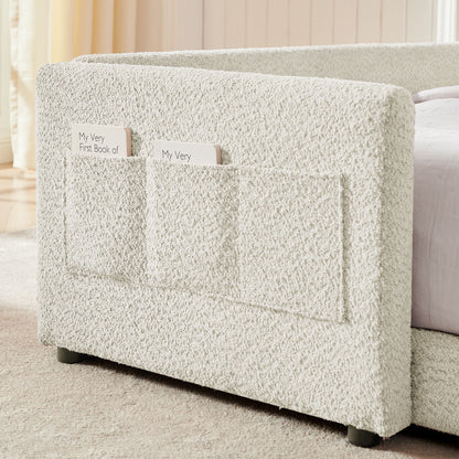 Cute Rabbit Ear Upholstered Platform Bed Frame With Safety Rail