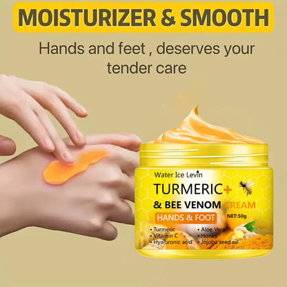 Revitalizing Turmeric & Bee Venom Foot and Hand Cream - 50g for Cracked Skin Repair and Moisture Restoration
