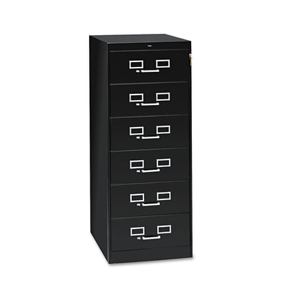 Tennsco Six-Drawer Multimedia/Card File Cabinet, Black, 21.25" x 28.5" x 52"