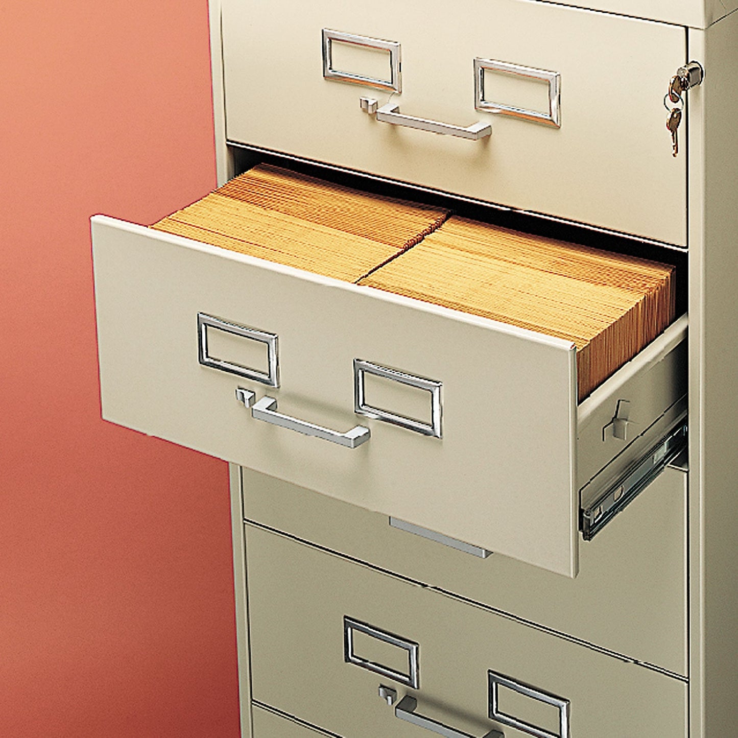 Tennsco Six-Drawer Multimedia/Card File Cabinet, Black, 21.25" x 28.5" x 52"