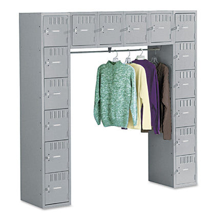 Tennsco Sixteen Box Compartments and Coat Bar, 72w x 18d x 72h, Medium Gray