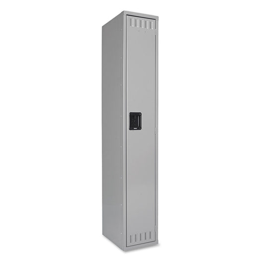 Tennsco Single-Tier Locker, One Locker with Hat Shelf and Coat Rod, 12" x 18" x 72", Medium Gray
