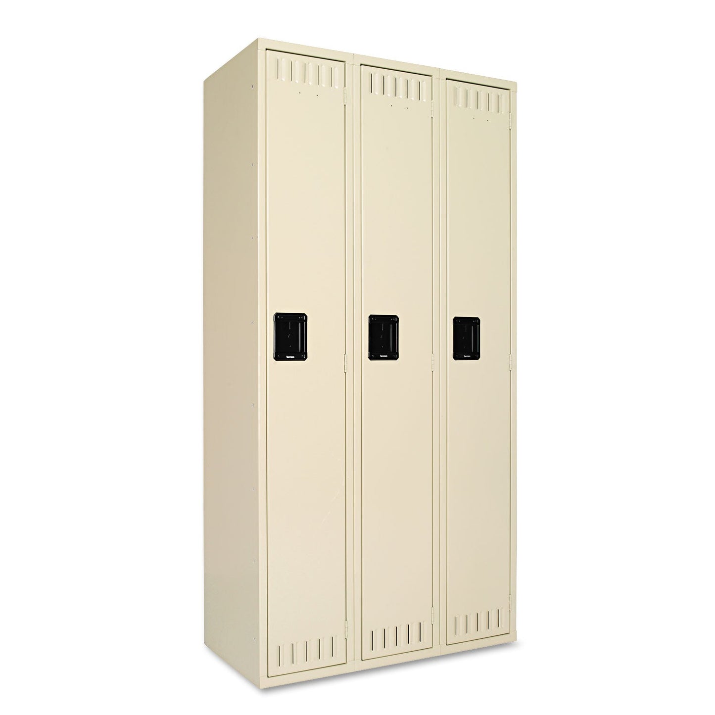 Tennsco Single-Tier Locker, Three Lockers with Hat Shelves and Coat Rods, 36" x 18" x 72", Sand