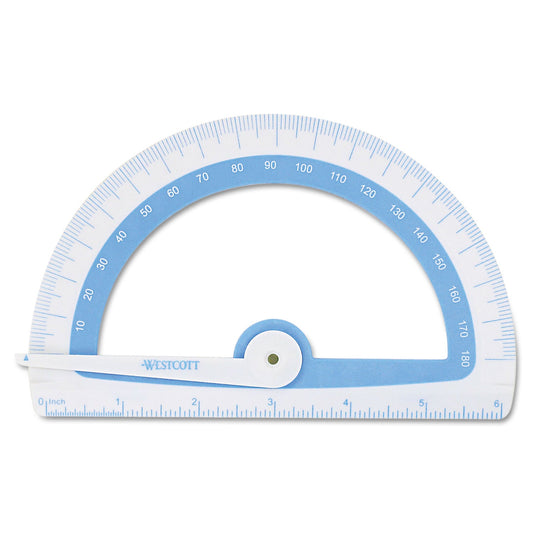 Westcott Soft Touch School Protractor with Antimicrobial Product Protection, Plastic, 6" Ruler Edge, Assorted Colors