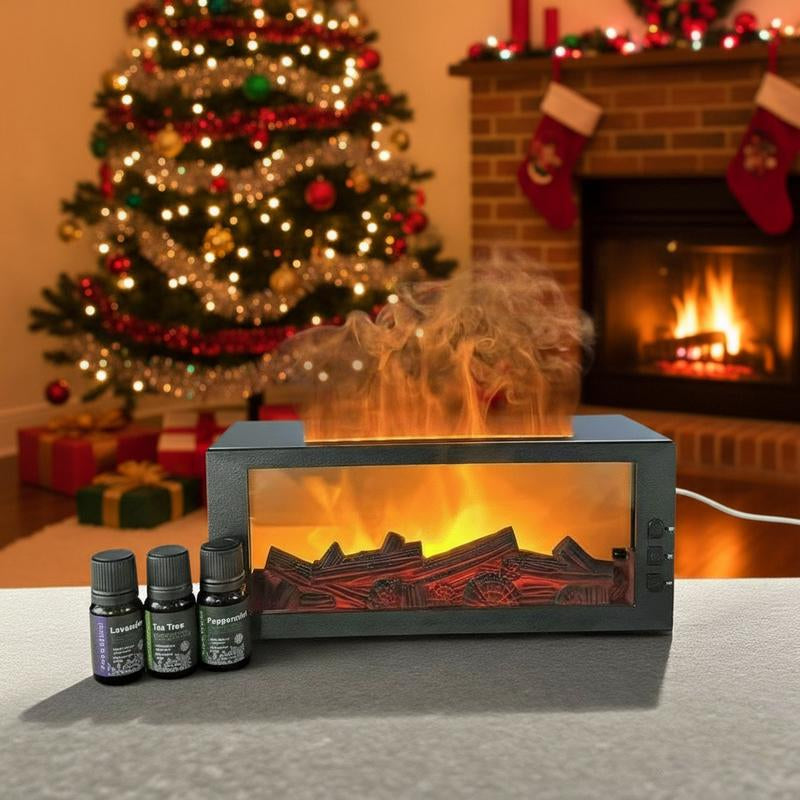300 Ml Essential Oil Diffuser, 7 Color Flame Modes - Aroma Therapy Device, Air Humidifier , Air Purifier, Fragrance Diffuser, Automatic Shut-Off, Timer and Remote Control, Suitable for Home and Bedroom, Can Be Given as a Gift. Fireplace Humidifier