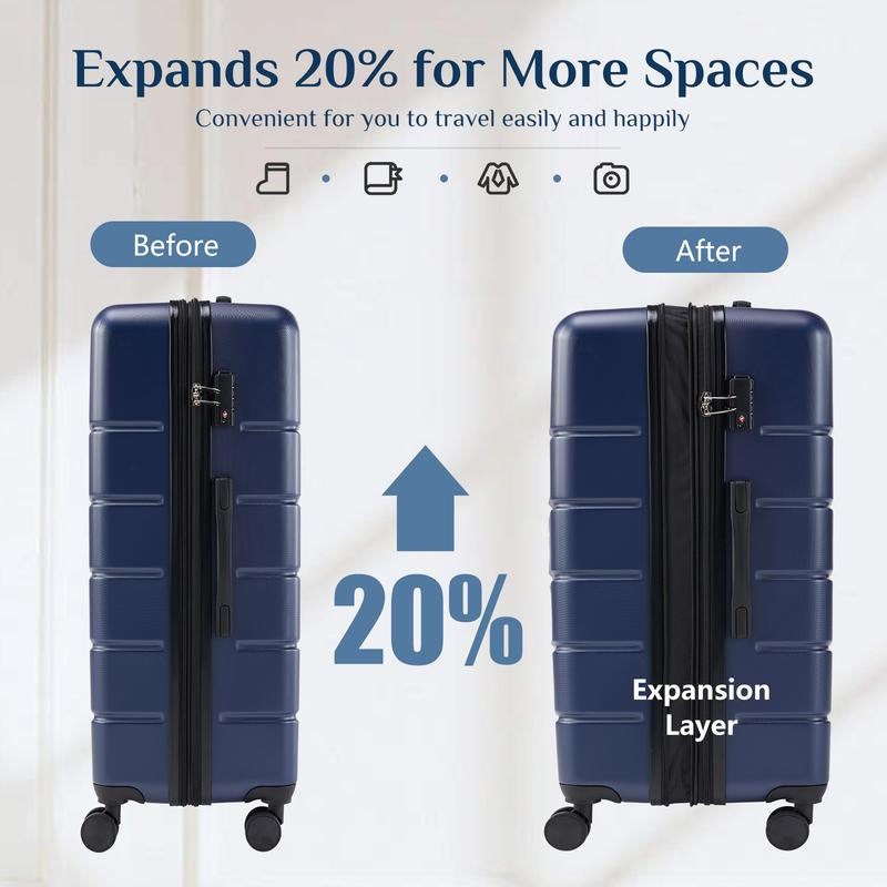 Luggage Spinner Wheels Lightweight Expandable Travel Hard Shell Suitcases with TSA Lock, Bronze Black, 3-PCS Set (20/24/28 Inch)