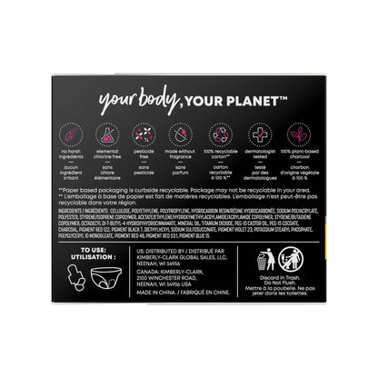 U by Kotex® Balance Ultra Thin Charcoal Pads with Wings, Regular 54898