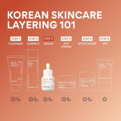 Black Tea Youth Enhancing Serum, Korean Serum with Niacinamide for Firming and Glow