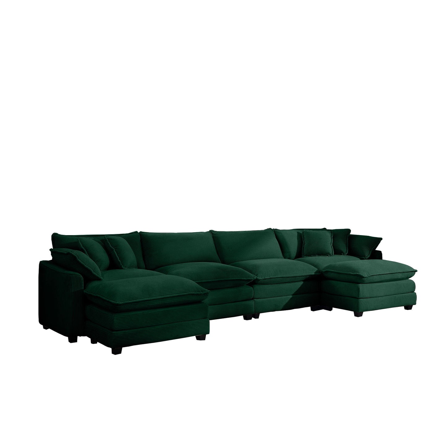 Modern Oversized Modular Cushion Sofa With Ottoman, Low Back, Deep Seating Sofa Set