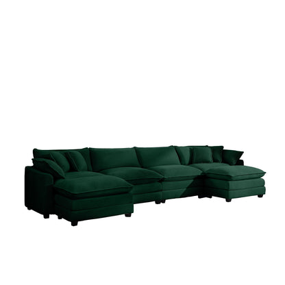 Modern Oversized Modular Cushion Sofa With Ottoman, Low Back, Deep Seating Sofa Set