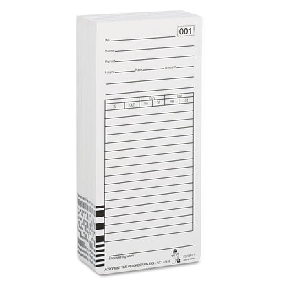 Acroprint Time Clock Cards for Acroprint ES1000, Two Sides, 3.5 x 7, 100/Pack