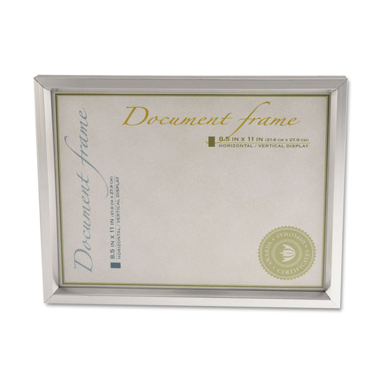 Universal Plastic Document Frame, for 8.5 x 11, Easel Back, Metallic Silver