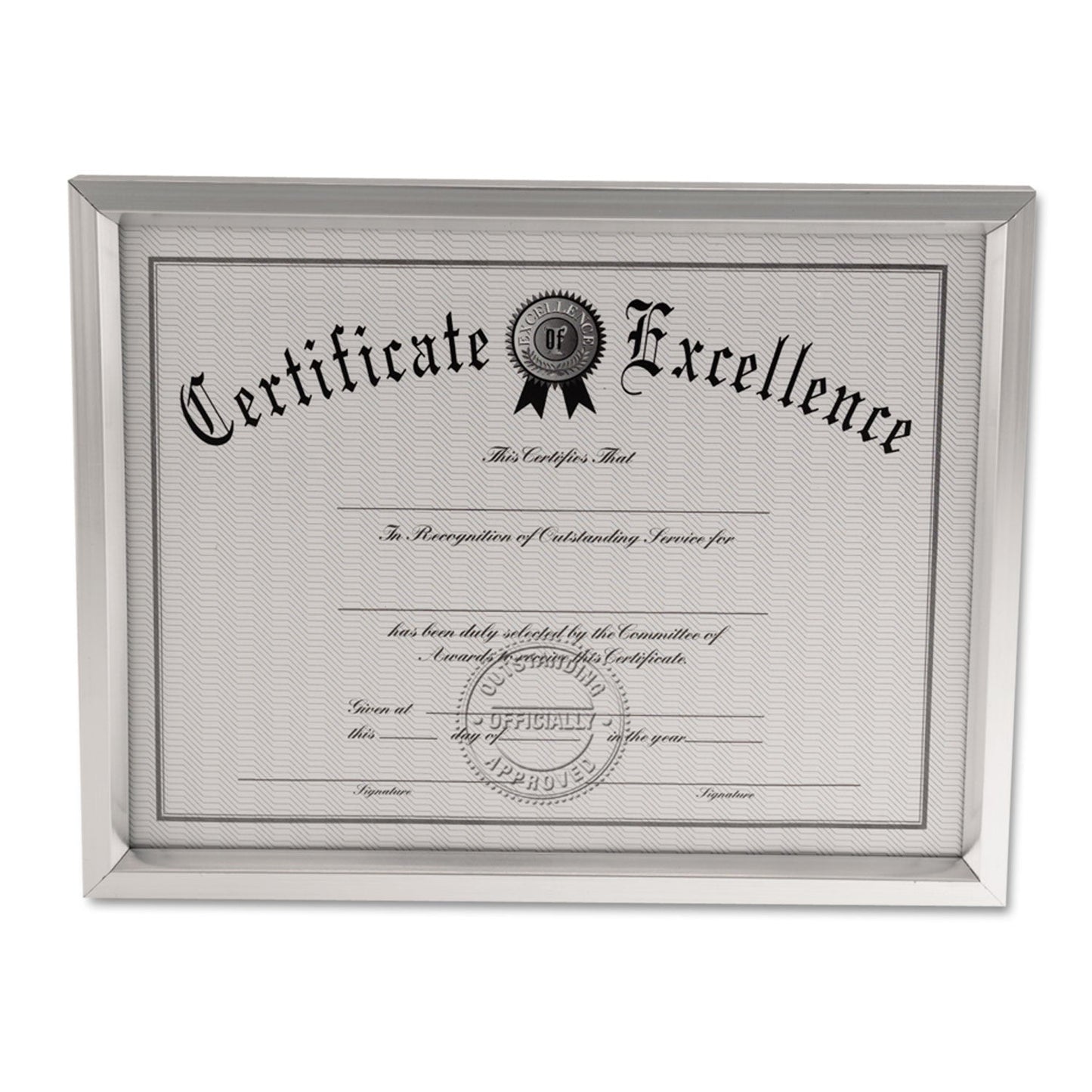 Universal Plastic Document Frame, for 8.5 x 11, Easel Back, Metallic Silver