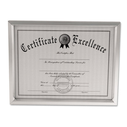 Universal Plastic Document Frame, for 8.5 x 11, Easel Back, Metallic Silver
