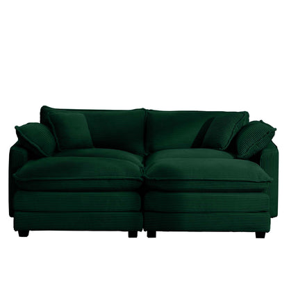 Modern Oversized Modular Cushion Sofa With Ottoman, Low Back, Deep Seating Sofa Set