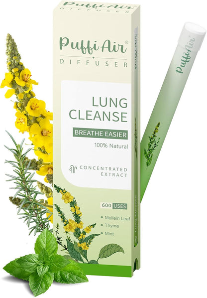 Herbal Diffuser Pen, Detox Diffuser with Mullein, Thyme & Mint for Better Breathing, All Natural Swap - up to 600 Uses (Varies by Usage), 2 Diffusers, 1 Pack