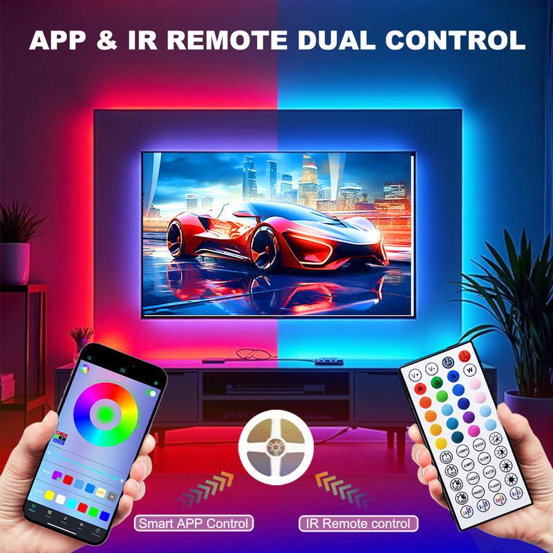 RGB LED Strip Lights 50FT 100FT with Music Sync Smart App Control Color Changing Flexible DIY Home Decoration Kit Remote Included