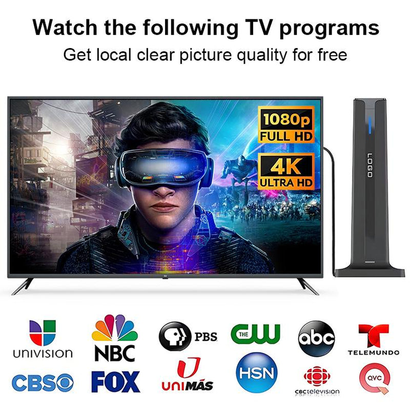 Ultimate Smart HDTV Antenna - Indoor/Outdoor, Amplified Signal Booster, 5M Cable & 3M Double-Sided Tape, Supports 4K & 1080P for All TVs