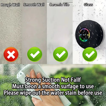 Portable Waterproof Bluetooth LED Speaker with Suction Cup - Perfect for Bathroom and Outdoor Use!