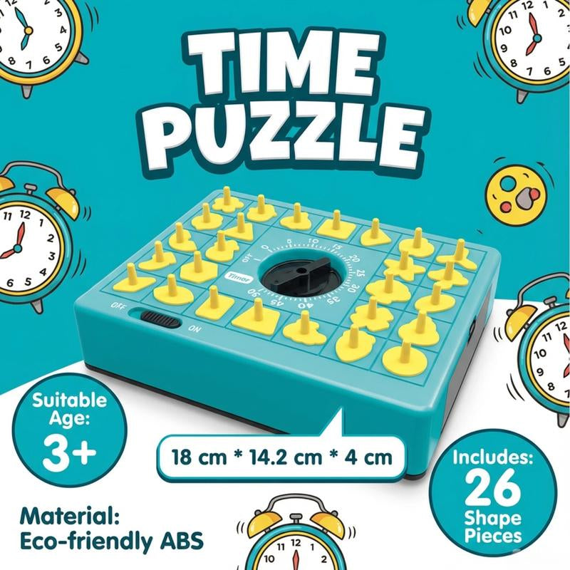 Time Puzzle Pop up Board Game for Kids with Shape Matching Puzzles Fun Learning Toy That Teaches Shape & Color Recognition Develops Problem Solving Skills Eco Friendly ABS Material