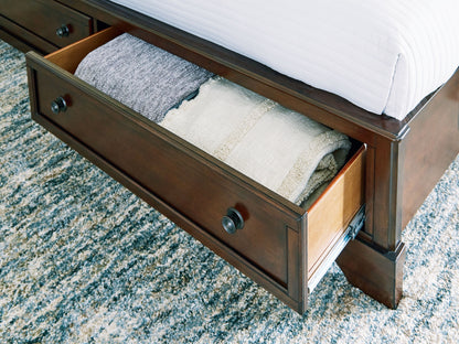 Trellington - Queen Sleigh Storage Bed - Brown