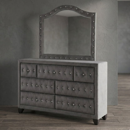Sophia - Tufted Mirror - Gray