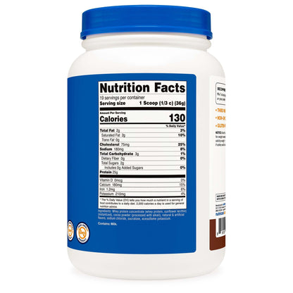 Oral Supplement Nutricost Whey Protein Concentrate Chocolate Flavor Powder 1.5 lb. Canister NCW025102