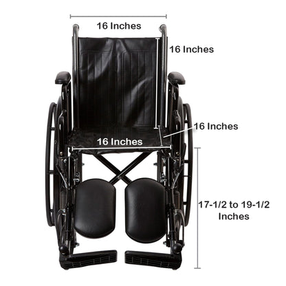 McKesson Wheelchair, 16 Inch Seat Width 146-SSP216DDA-ELR