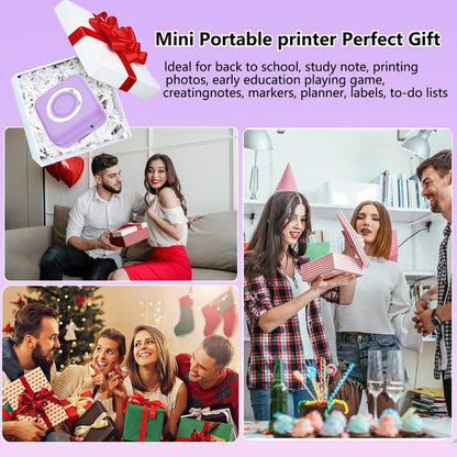 Mini Sticker Printer, Mini Label Printer Portable Inkless Thermal Printer, Free Cut Small Pocket Printer for DIY Scrapbook, Travel, Notes,Photos, Pictures, Label, Memo, Compatible with Ios&Android, Thermal Label Maker