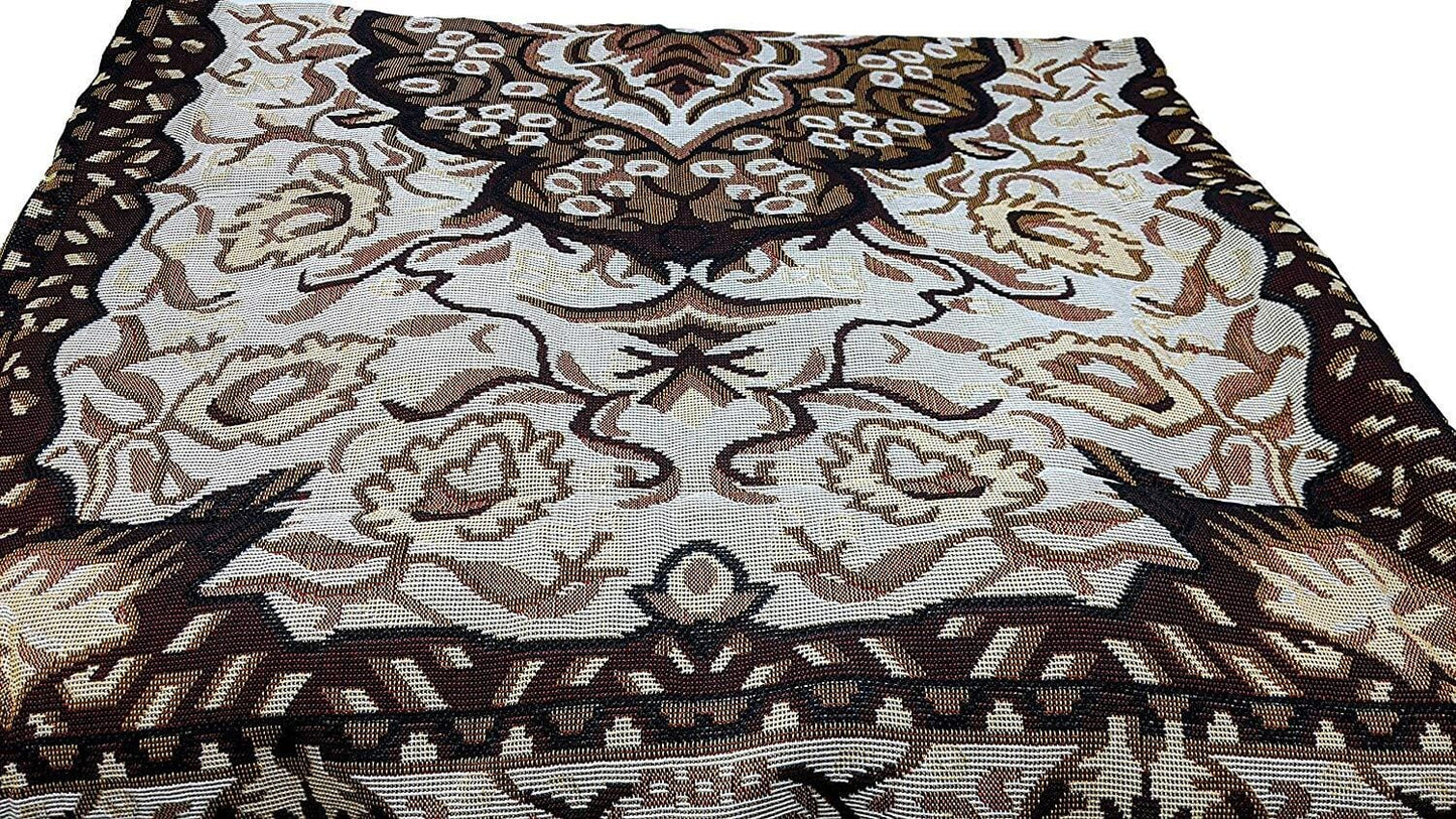 DaDa Bedding Elegant Tapestry Throw Blanket, Golden Persian Style Rug Ornate Floral - 50” x 60” (7175)