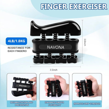Grip Trainer Kit: Adjustable Hand Gripper,Finger/Hand Exercisers,Stress Ball & Forearm Ring for Muscle Build & Injury Rcvry