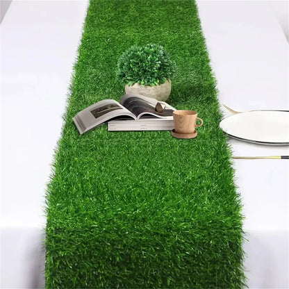 Artificial Grass Table Runner Durable Easy-Clean Rectangular Table Decor for Christmas Weddings Outdoor Golf & Football Parties