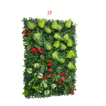 Artificial Grass Wall Panel with Flowers Artificial Plant Privacy Hedge Screen Grass Backdrop Greenery Wall Indoor Home Decratio