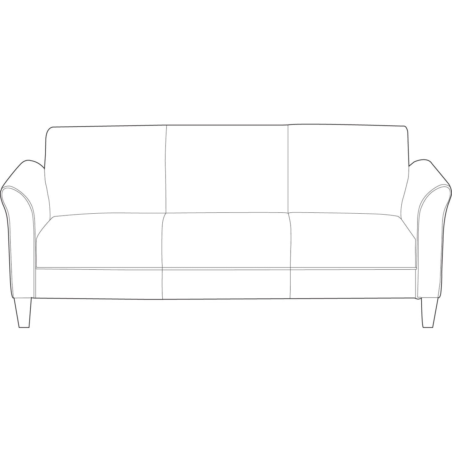 Alera Reception Lounge Furniture, 3-Cushion Sofa, 77w x 31.5d x 32h, Black
