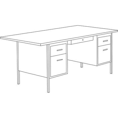 Alera Double Pedestal Steel Desk, 72" x 36" x 29.5", Mocha/Black