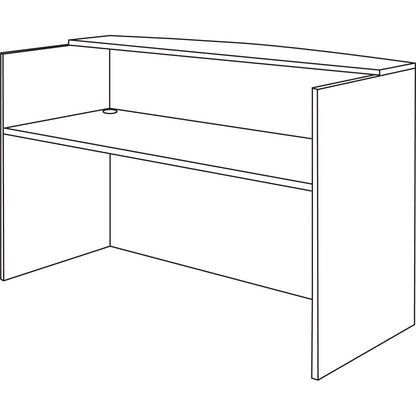 Alera Valencia Series Reception Desk with Transaction Counter, 71" x 35.5" x 29.5" to 42.5", Medium Cherry