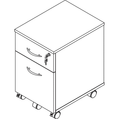 Alera Valencia Series Mobile Pedestal, Left/Right, 2-Drawers: Box/File, Legal/Letter, Modern Walnut, 15.88" x 19.13" x 22.88"