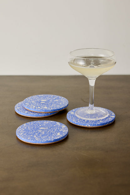 Cobalt Blue Terrazzo Coasters - Set of 4