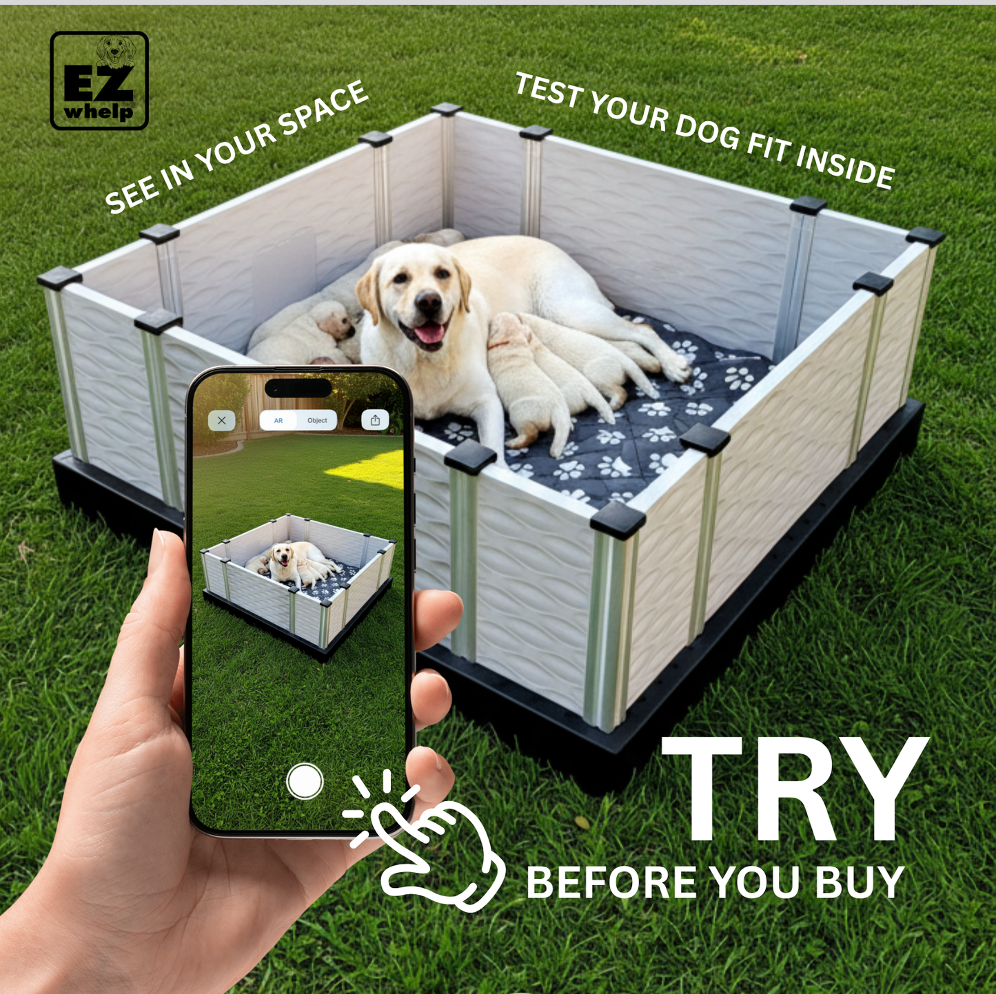 EZclassic Whelping Box w/Rails