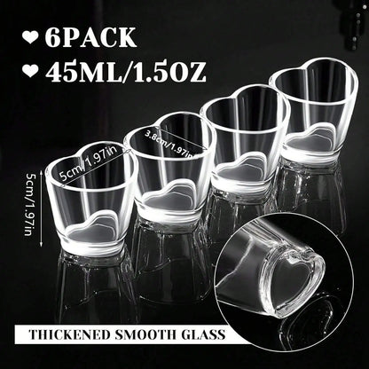 6Pcs Heart Shaped Shot Acrylic Material Set Mini Shot Glasses Tequila Heart Cup For Whiskey Party