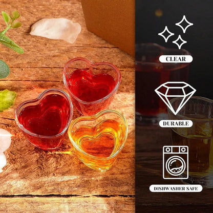 6Pcs Heart Shaped Shot Acrylic Material Set Mini Shot Glasses Tequila Heart Cup For Whiskey Party