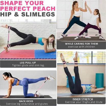 3 Piece Natural Latex Yoga Resistance Bands | Hip and Leg Shaping Trainer with Ankle Straps