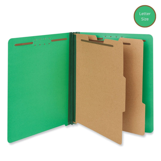 Universal Bright Colored Pressboard Classification Folders, 2 Dividers, LETTER Size (8.5 x 11), Emerald Green, 10/Box