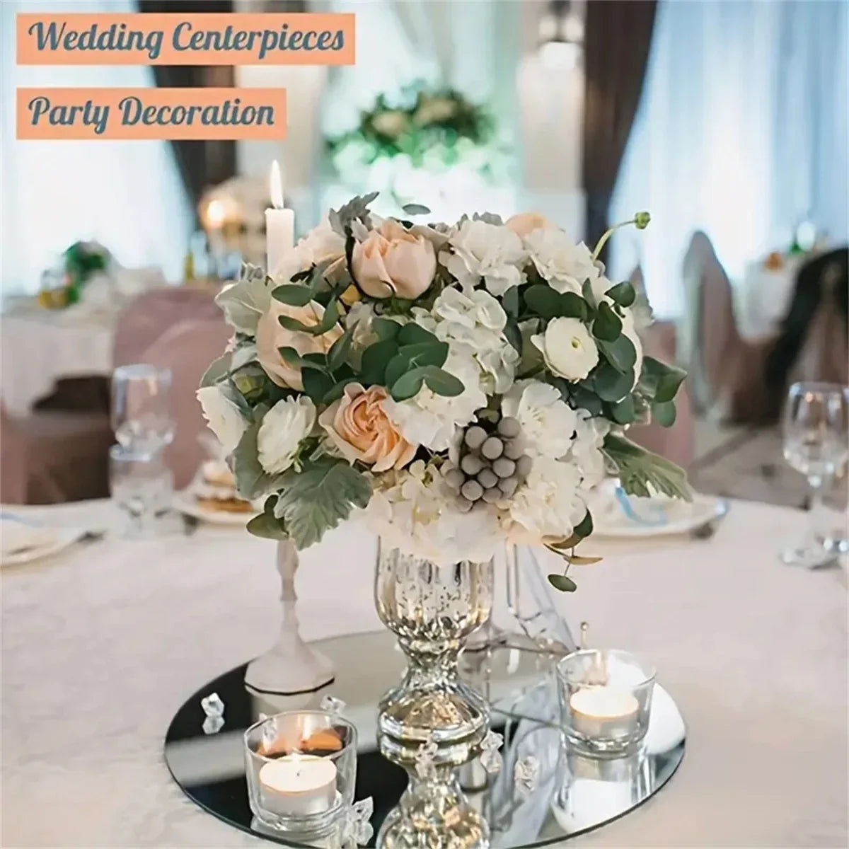 10pcs 20cm/30cm Acrylic Round Dining Table Mirror Plate, Suitable for Weddings, Youngsters's Gift Parties and Birthday Parties