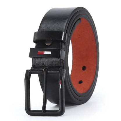 Men's PU Leather Belt with Alloy Square Pin Buckle - 47.2in (120cm) x 1.5in (3.8cm) | Business & Casual Waist Belt - Black Coffee Brown